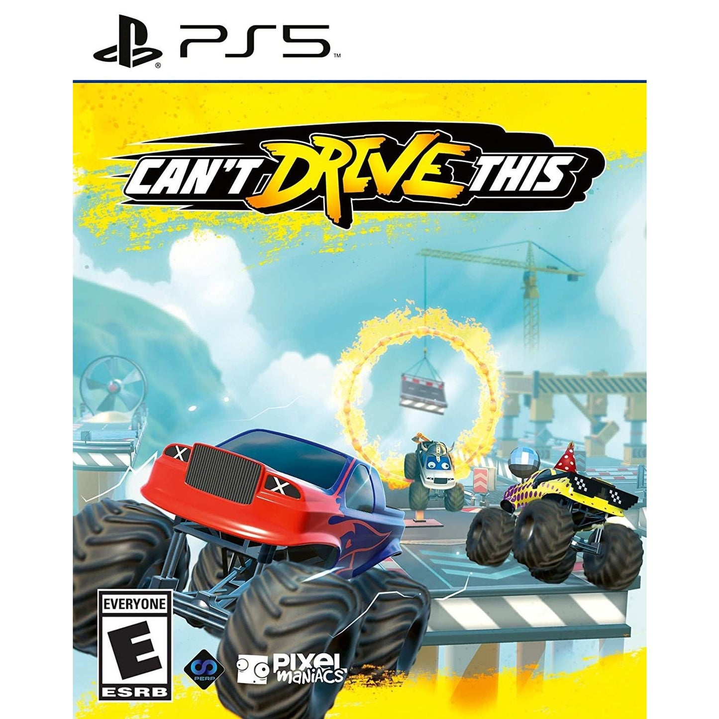 Game cover for 'Can't Drive This' with monster trucks and PS5 logo