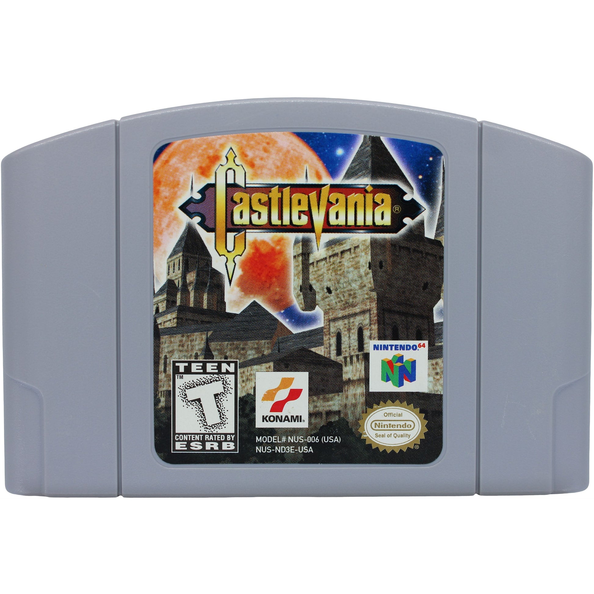 Castlevania game cartridge for Nintendo 64 on a white background