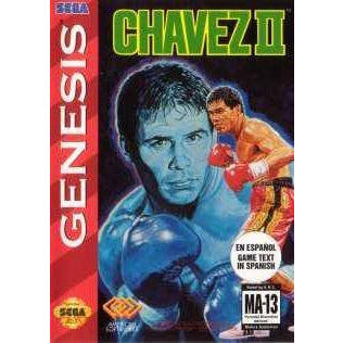 Boxing game cover for 'Chavez II' on Sega Genesis with a boxer and opponent illustration.