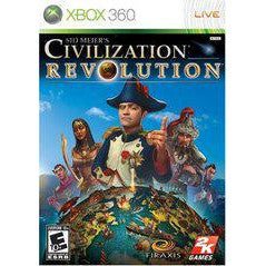 Cover of 'Sid Meier's Civilization Revolution' for Xbox 360 with characters and map design.