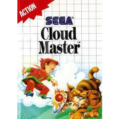 Vintage video game cover for 'Sega Cloud Master' with a character and tiger on a cloud.