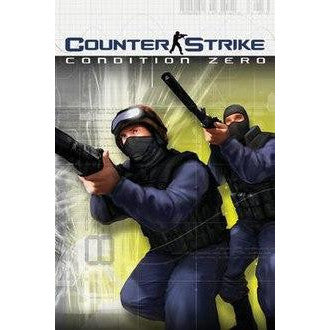 Promotional poster for 'Counter-Strike: Condition Zero' with two characters holding guns.