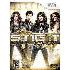 Game cover for Disney Sing It Party Hits on Wii with four characters in front of a bright background