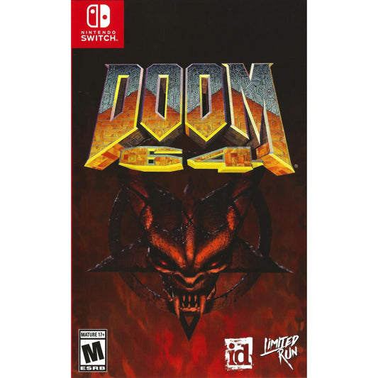 Doom 2016 game cover for Nintendo Switch with a demon face and 'Doom' logo.