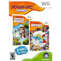 Drawsome! Games for Wii with Sketch Quest and Artist on a Disc packaging.