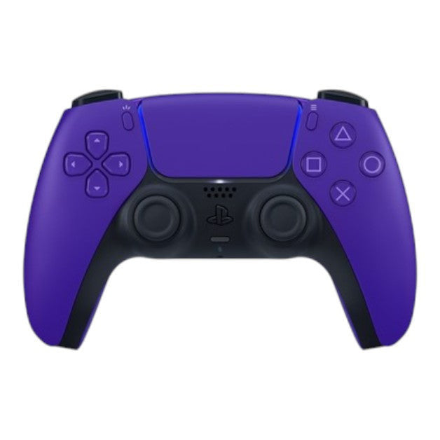 Purple and black gaming controller on a white background