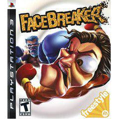 Video game cover for 'Facebreaker' on PlayStation 3 with a stylized character and text.