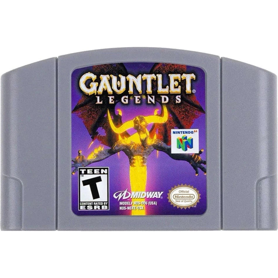 Gauntlet Legends game cartridge for Nintendo 64 with purple and gray design.