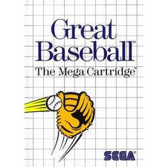 Vintage video game cartridge for 'Great Baseball' by Sega with a baseball and glove illustration.