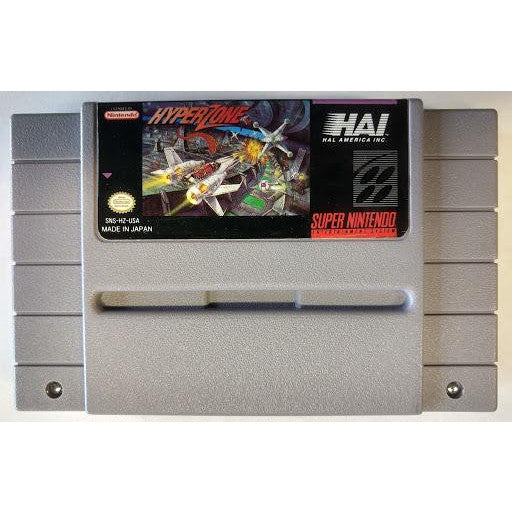 Super Nintendo Entertainment System game cartridge with 'HyperZone' packaging.