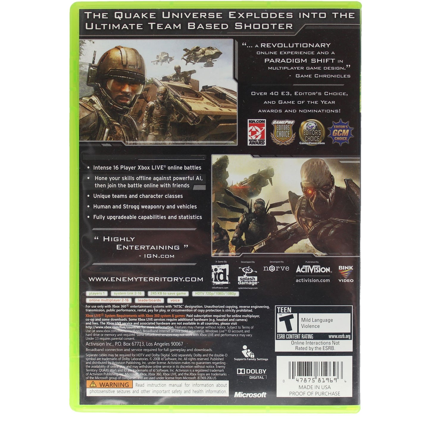 Enemy Territory: Quake Wars (360)