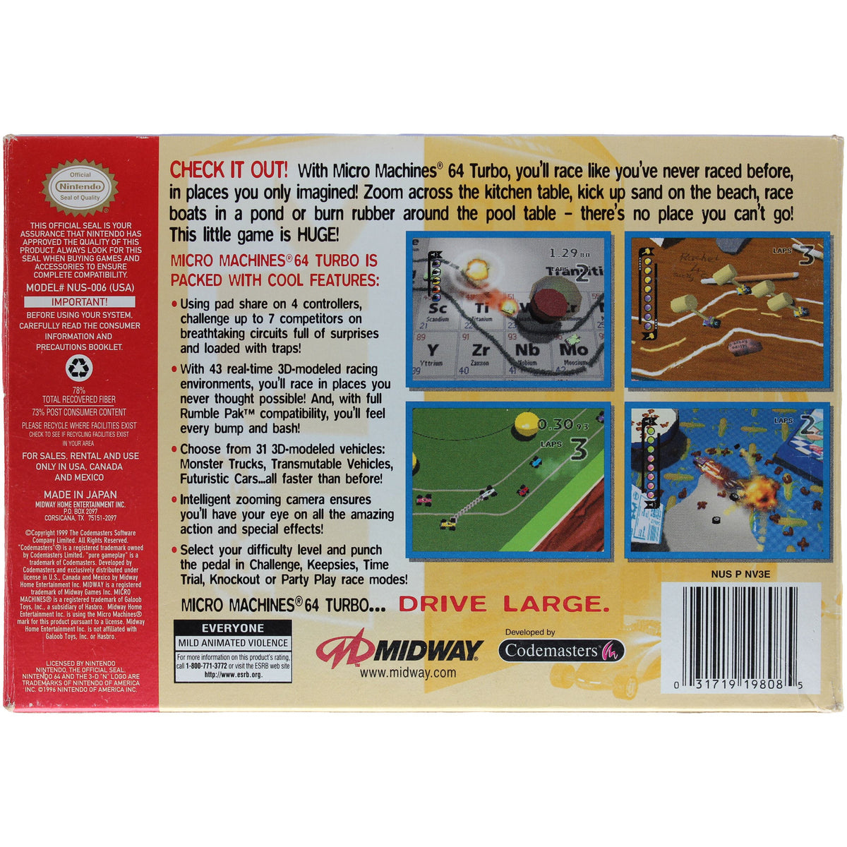 The Original Micro Machines Scale Miniatures 64 Turbo