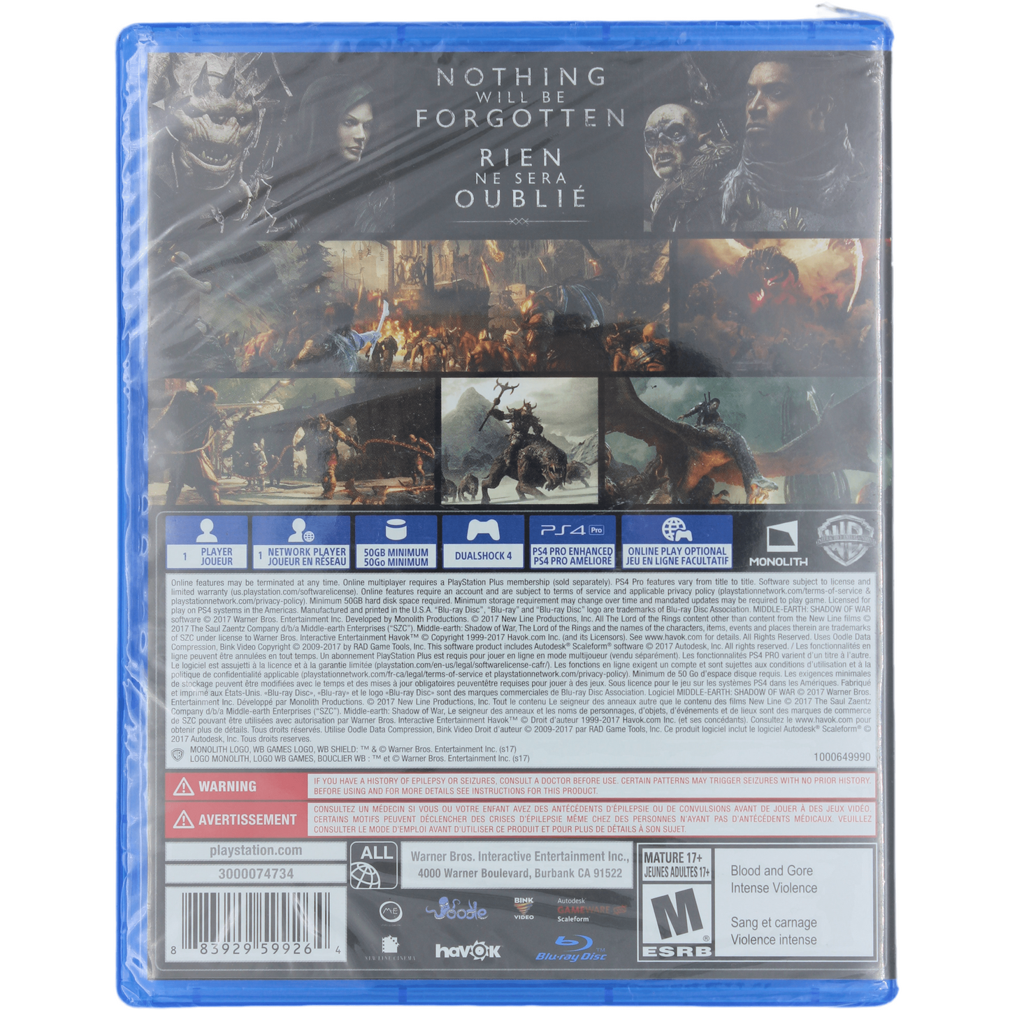 Middle Earth: Shadow Of War (PS4)