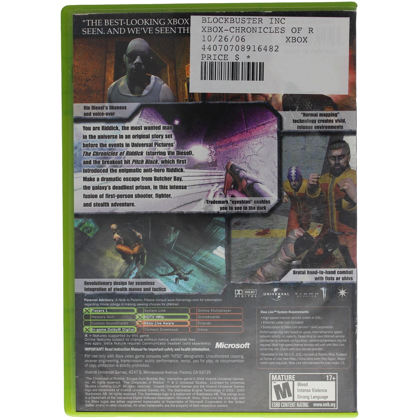 The Chronicles Of Riddick: Escape From Butcher Bay (Xbox)