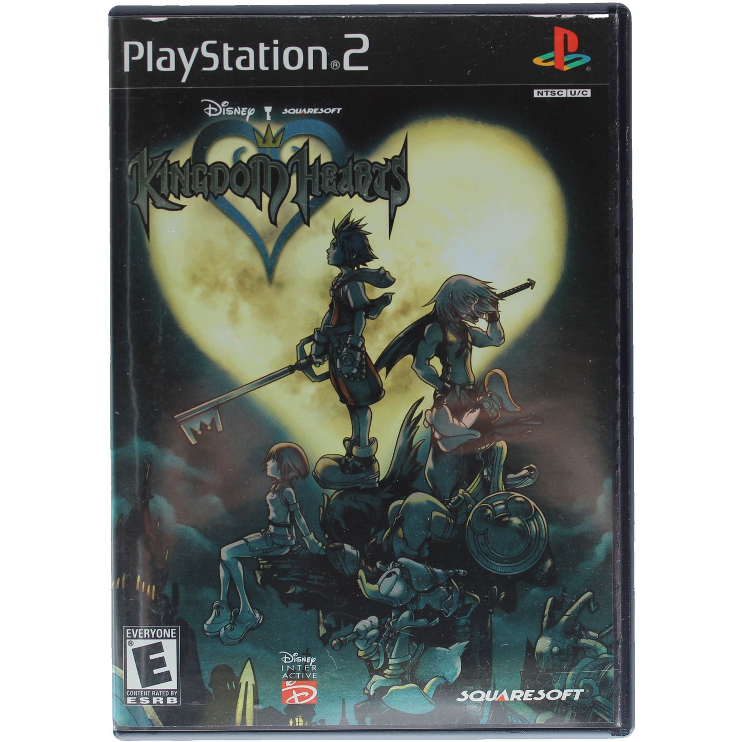 PlayStation 2 game case for 'Kingdom Hearts' with characters and moon illustration.