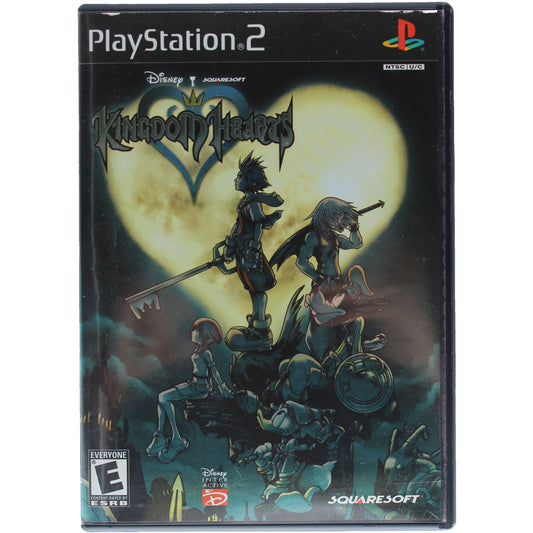 PlayStation 2 game case for 'Kingdom Hearts' with characters and moon illustration.