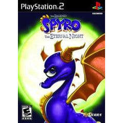 PlayStation 2 game case for 'The Legend of Spyro: The Eternal Night' with a dragon character on a green and blue background.