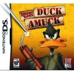 Looney Tunes Duck Amuck game cover for Nintendo DS with Daffy Duck holding a hoe.