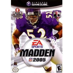 Madden 2005 video game cover featuring a football player in a purple uniform.