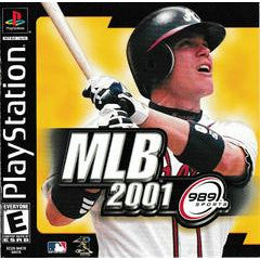 PlayStation game cover for 'MLB 2001' featuring a baseball player with a bat.