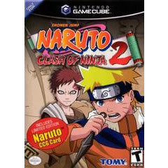 Game cover of 'Naruto: Clash of Ninja 2' for GameCube with characters and branding.