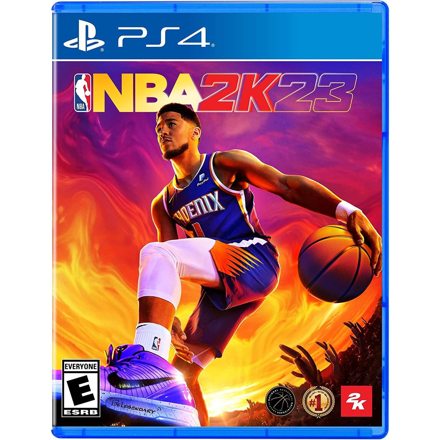 NBA 2K23 video game cover for PS4 with a player holding a basketball.