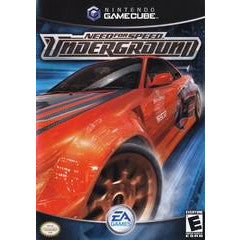 GameCube game cover for 'Need for Speed: Underground' with a red car on a blue background.