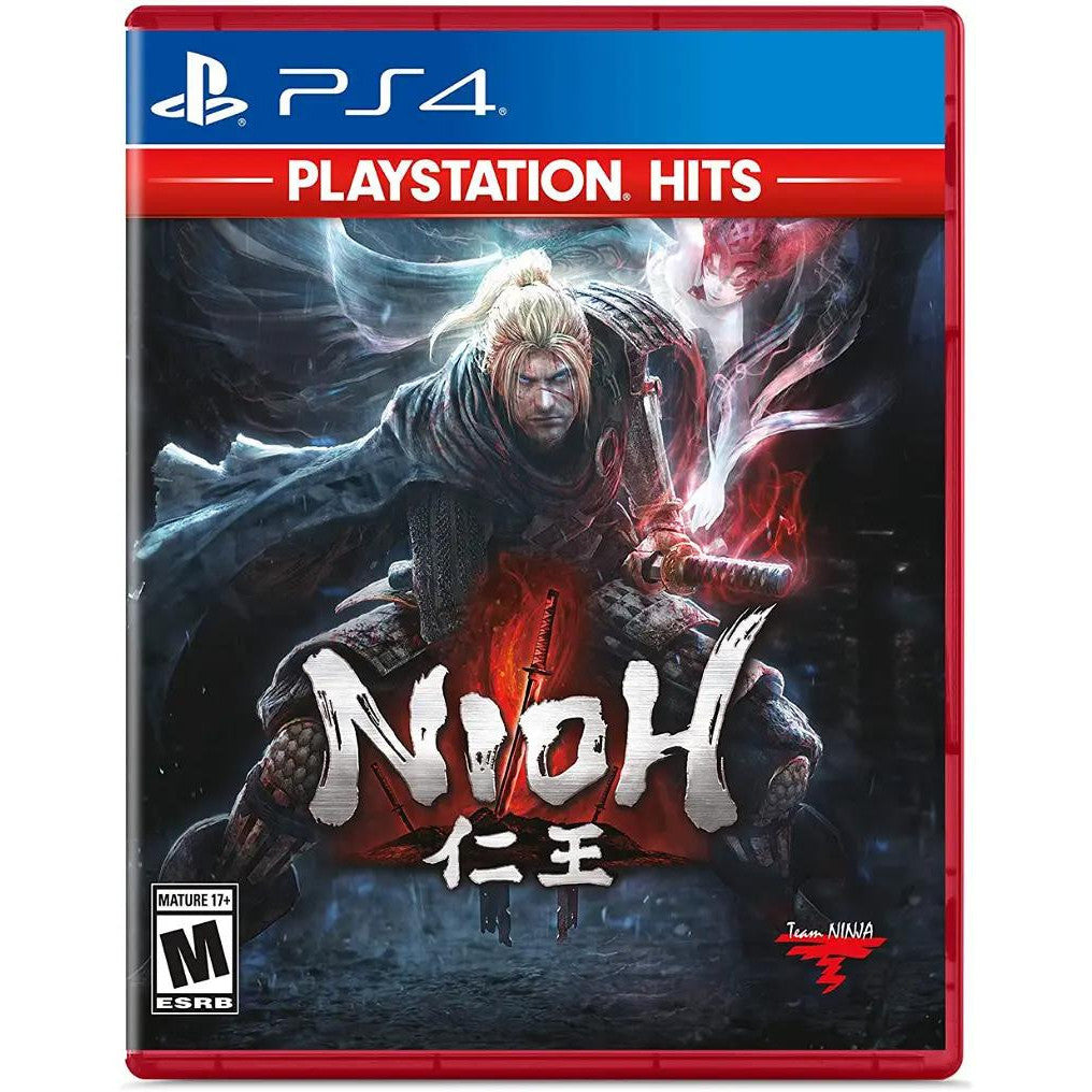 PlayStation 4 game cover for 'Nioh' with a warrior holding a sword.