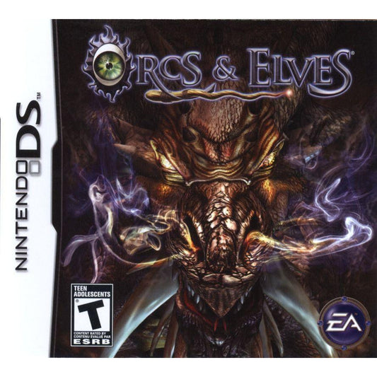 Game cover for 'orcs & Elves' on Nintendo DS with a dragon-like creature and EA logo.