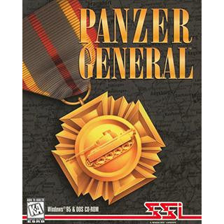 Panzer General game cover with medal and ribbon on a dark background