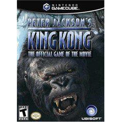 GameCube game cover for 'Peter Jackson's King Kong: The Official Game of the Movie' featuring a gorilla face.