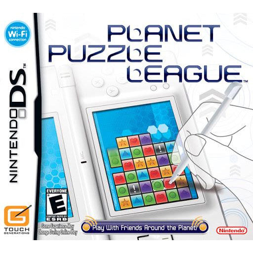 Nintendo DS game cover for 'Planet Puzzle League' with colorful puzzle game displayed on screen.