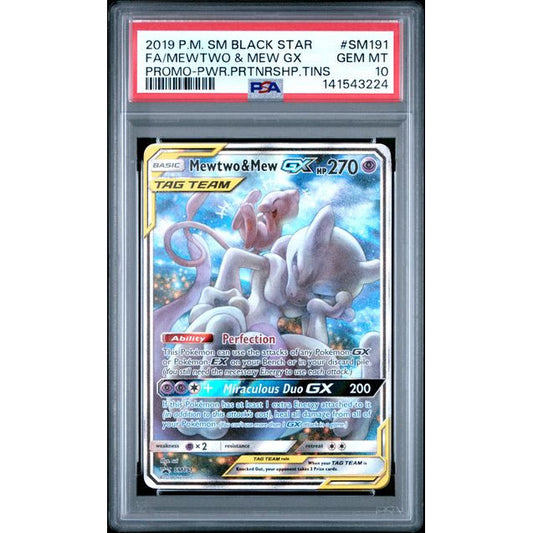 2019 Pokémon Mewtwo & Mew GX Full Art Black Star Promo #SM191 PSA 10