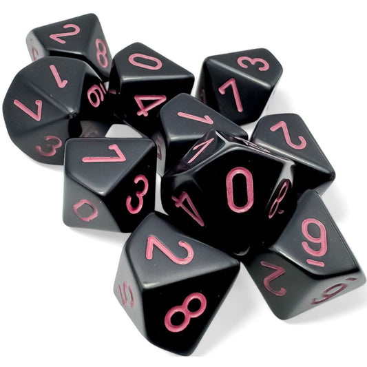 Chessex Opaque 10D10 Set Black/Pink
