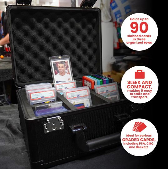 Black Aluminum Heavy Duty Graded Card Lockable Storage Box 3 Rows