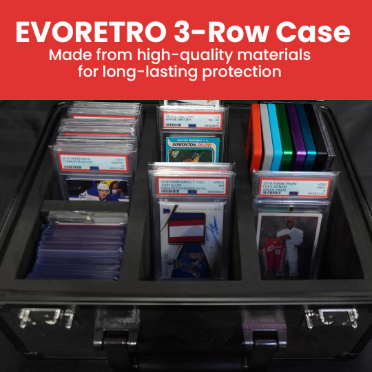 Black Aluminum Heavy Duty Graded Card Lockable Storage Box 3 Rows