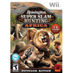 Box art for Remington Super Slam Hunting Africa game on Wii console