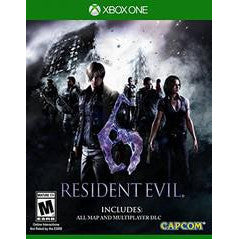 Resident Evil 6 game cover for Xbox One with characters and map included text.