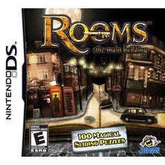 Nintendo DS game case titled 'Rooms: The Main Building' with a dark background.