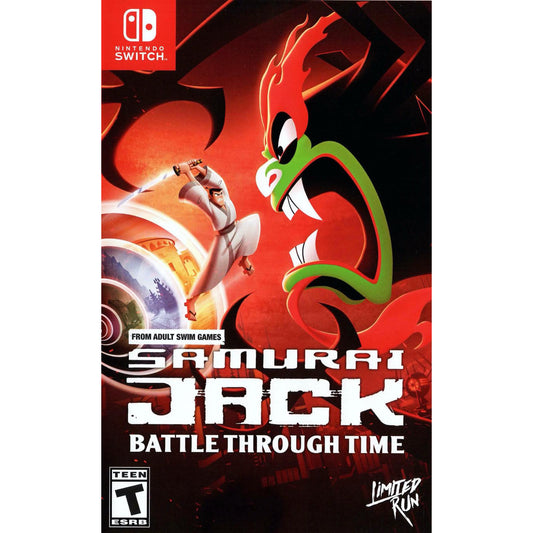 Game cover for 'Samurai Jack: Battle Through Time' on Nintendo Switch with a red and black background.