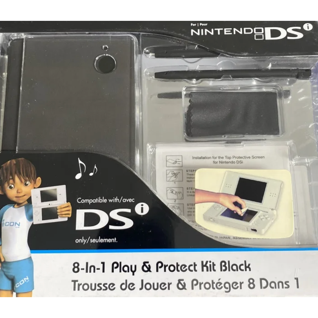 8 in 1 Play & Protect Kit Black for Nintendo DSi