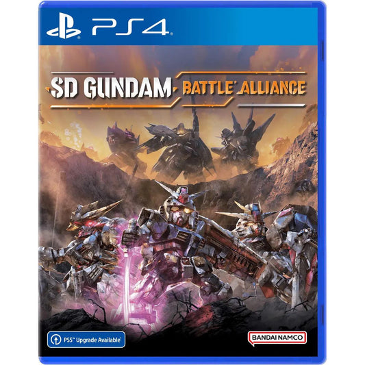 Game cover for 'SD Gundam Battle Alliance' on PS4 with robot designs and Bandai Namco logo.