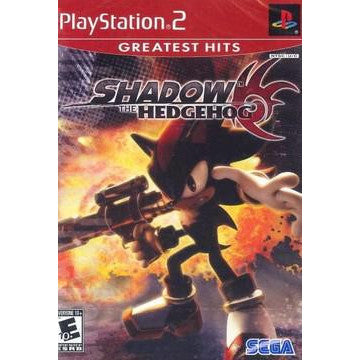 PlayStation 2 game cover of 'Shadow the Hedgehog' with Sonic the Hedgehog character.