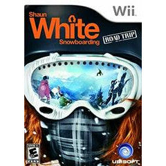 Game cover for ' Shaun White Snowboarding: Road Trip' on Wii with goggles and snowboarder graphics.