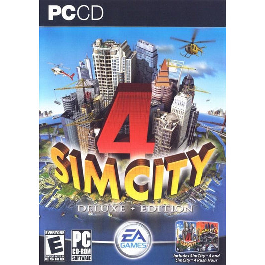 SimCity 4 Deluxe Edition game cover with cityscape and EA Games logo
