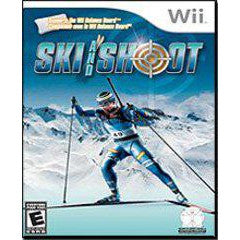 Ski! Shoot game cover for Wii with a skier in action on a blue and white background