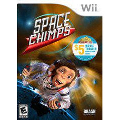 Space Chimps game cover for Wii with a space-themed design and character.