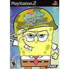 SpongeBob SquarePants video game for PlayStation 2 with a yellow character wearing a helmet.