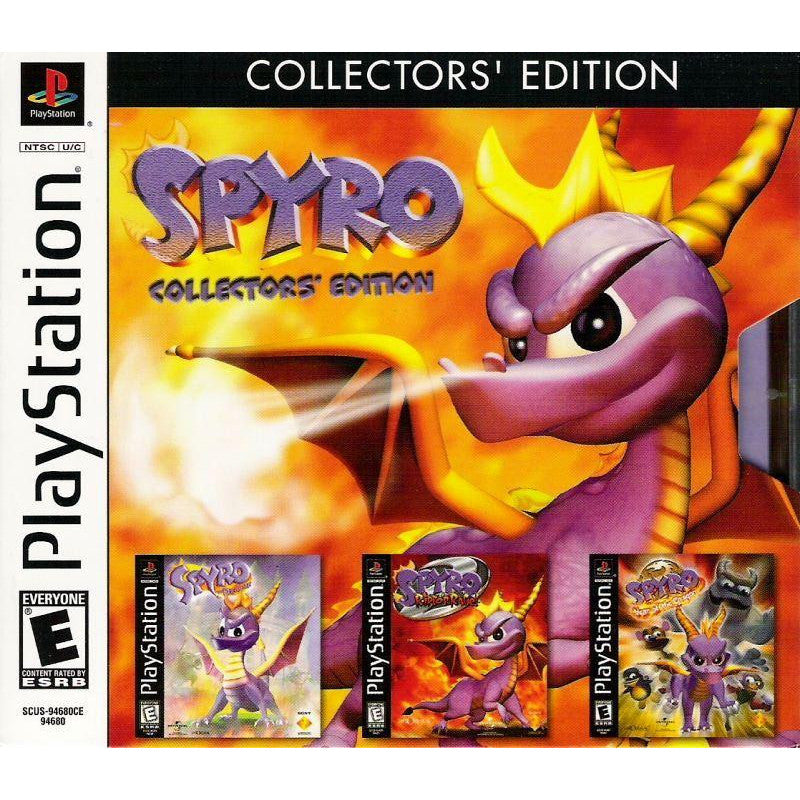 Spyro Collectors' Edition packaging for PlayStation with Spyro the Dragon illustration.