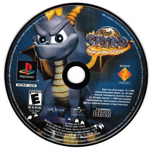 Spyro the Dragon game disc for PlayStation with character illustration